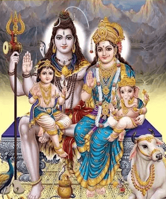 God Shiv with Maa Parvati son Ganesha and Kartikeya